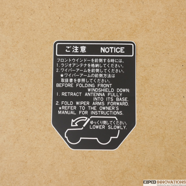 Original Toyota Aufkleber Decal Sticker J7 Klapp Windschutzscheibe folding windshield 70 series